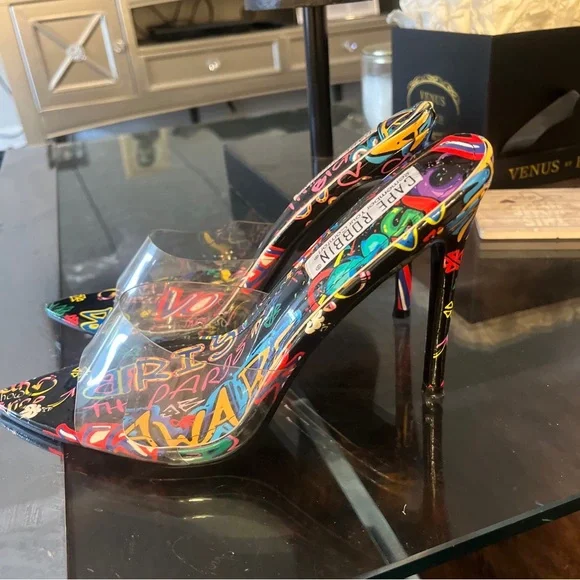 Cape Robbin size 8.5 clear open toe heels multicolor - Picture 5 of 7